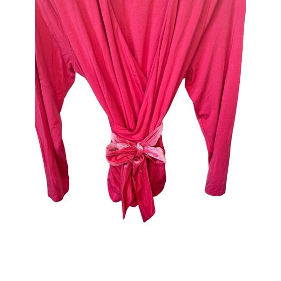 J. CREW NWT FormKnit Pink Long Sleeve Wrap Top w/ Velvet Tie Belt Sz 2X Holidays - Picture 6 of 14
